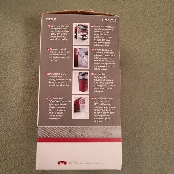 GSI Outdoors 30 Fl. oz. Java Press- Portable French Press Coffee Red Color - Picture 4 of 6